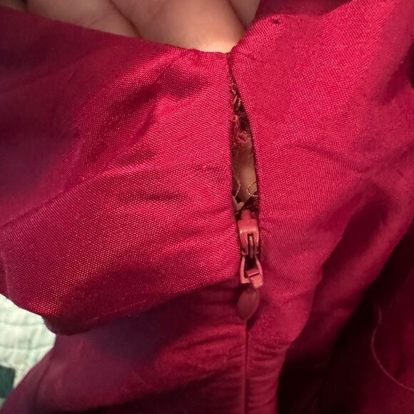 NWT Talbots 100% Silk Ruby Red Dress Silk Doupioni Size 10P Dress with pockets - Picture 3 of 11